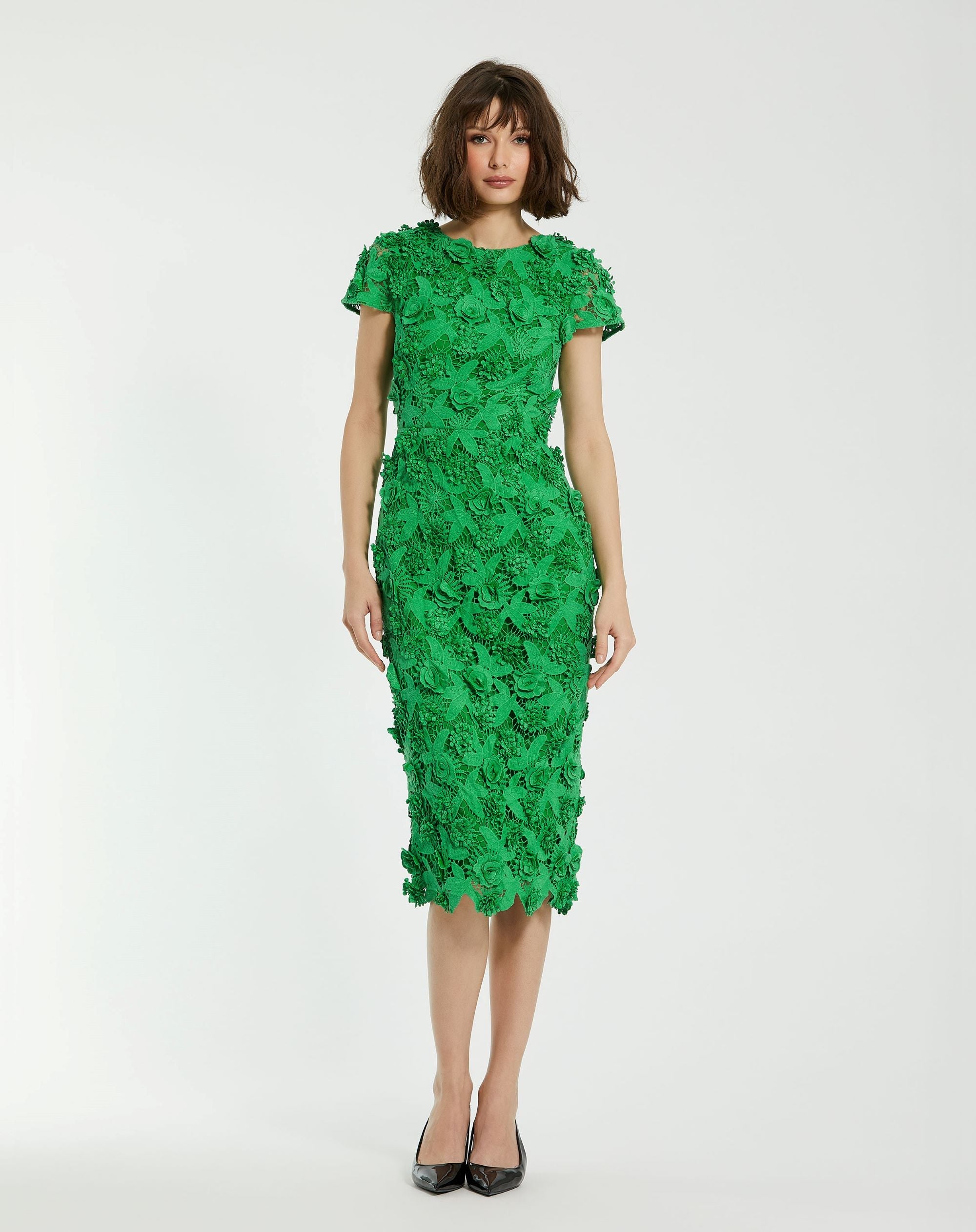 Spring Green Mac Duggal 81022 Short Fitted Floral Cocktail Midi Dress for  $459.95 – The Dress Outlet