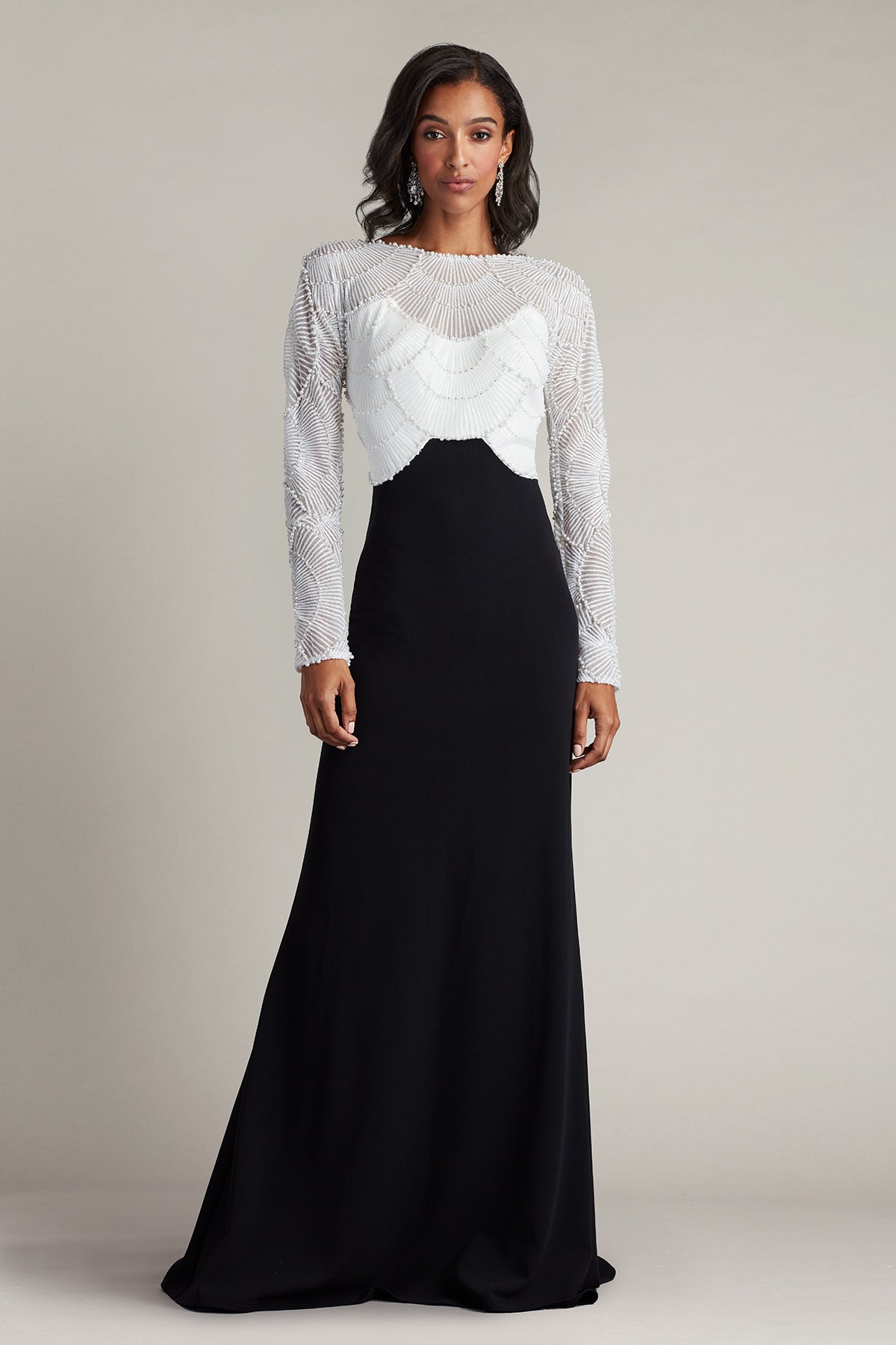 Ivory/Black Tadashi Shoji CFK24424L Formal Long Sleeve Evening Dress for  $508.0 – The Dress Outlet