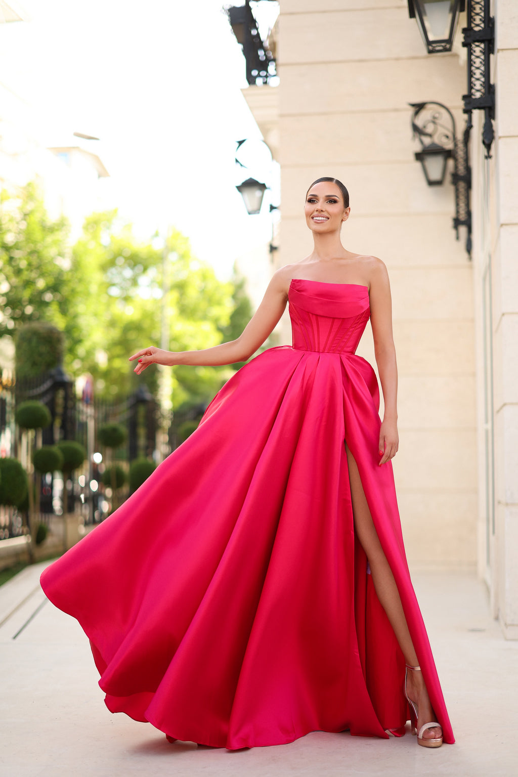 GC RED AND CORAL BLING PROM/ Military outlet Ball Dresses