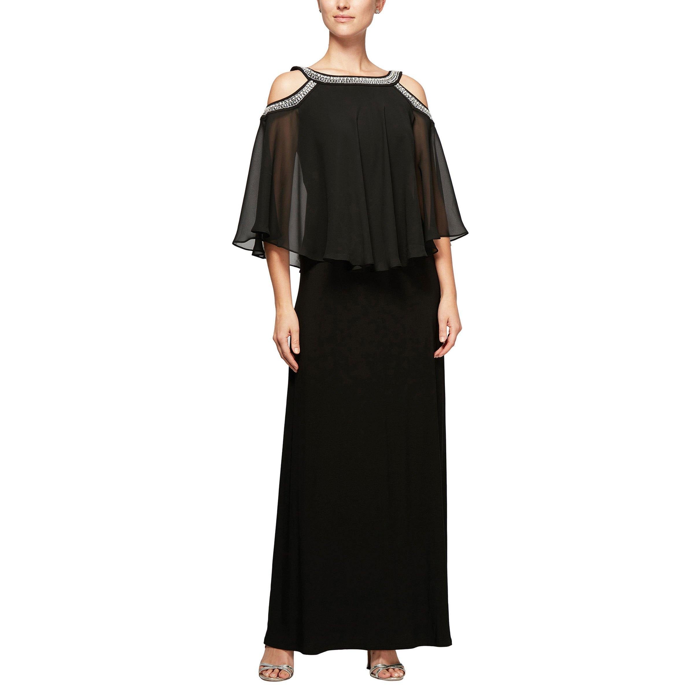 Black Alex Evenings AE1351319 Long Formal Popover Beaded Gown for 215.99 The Dress Outlet