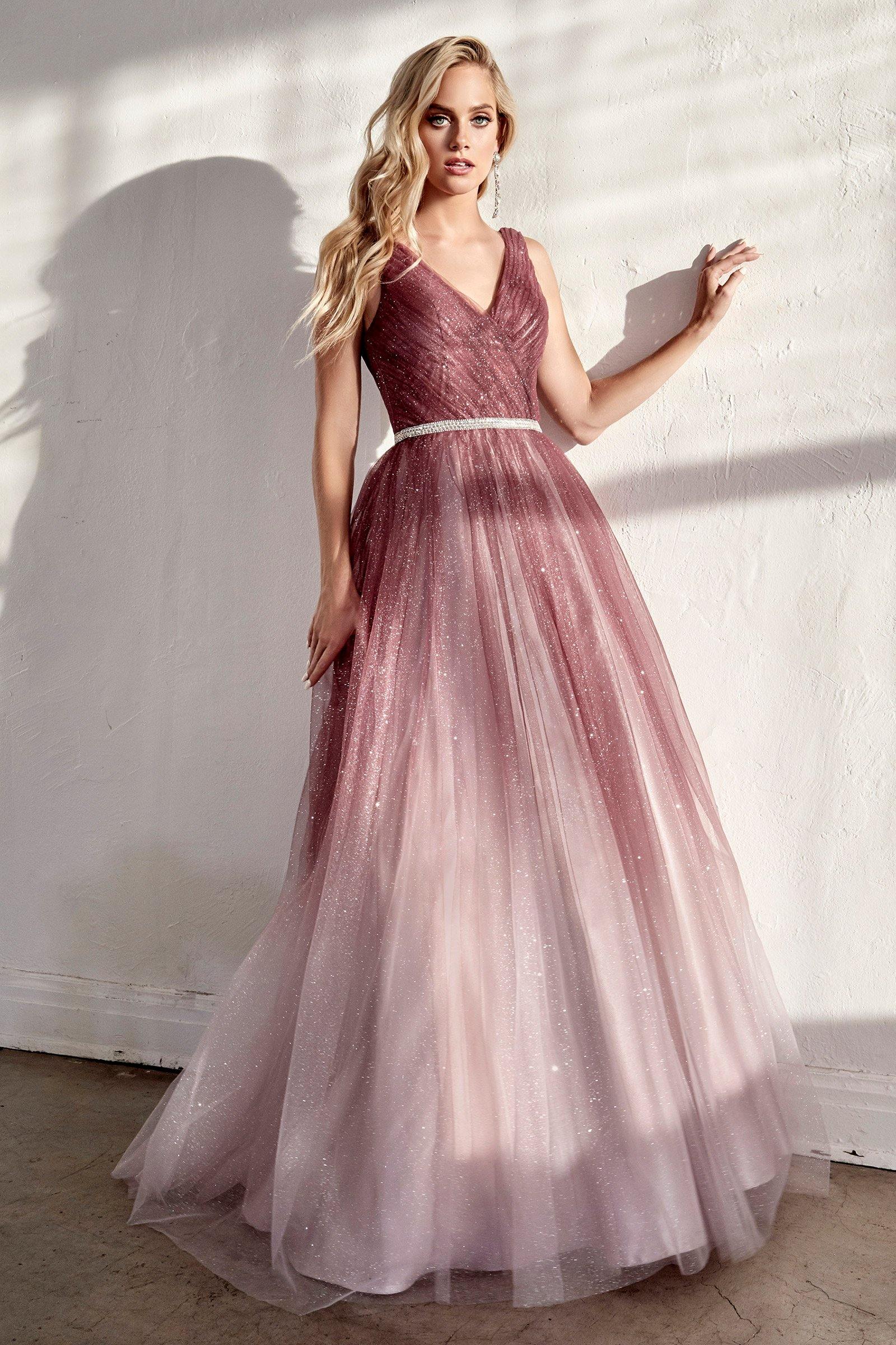 Ombre glitter hot sale long dress