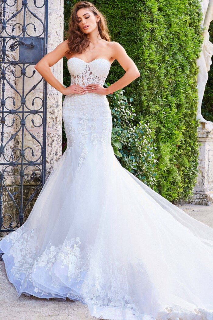 Off White Jovani JB07260 Bridal Gown Long Mermaid Wedding Dress for 1200.0 The Dress Outlet