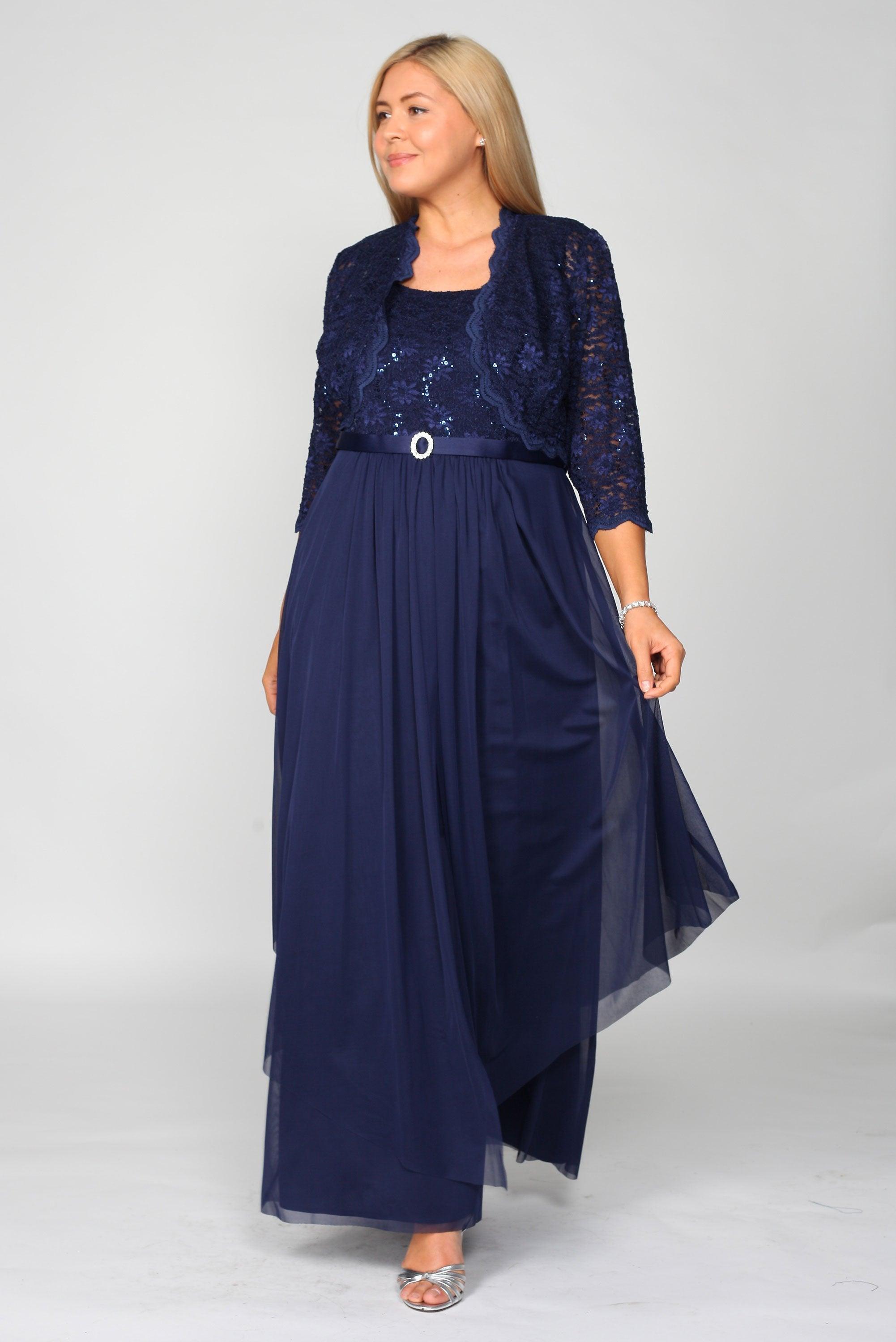 Navy R&M Richards 7300W Long Mother Of Bride Plus Size Jacket Dress for  $55.99 – The Dress Outlet