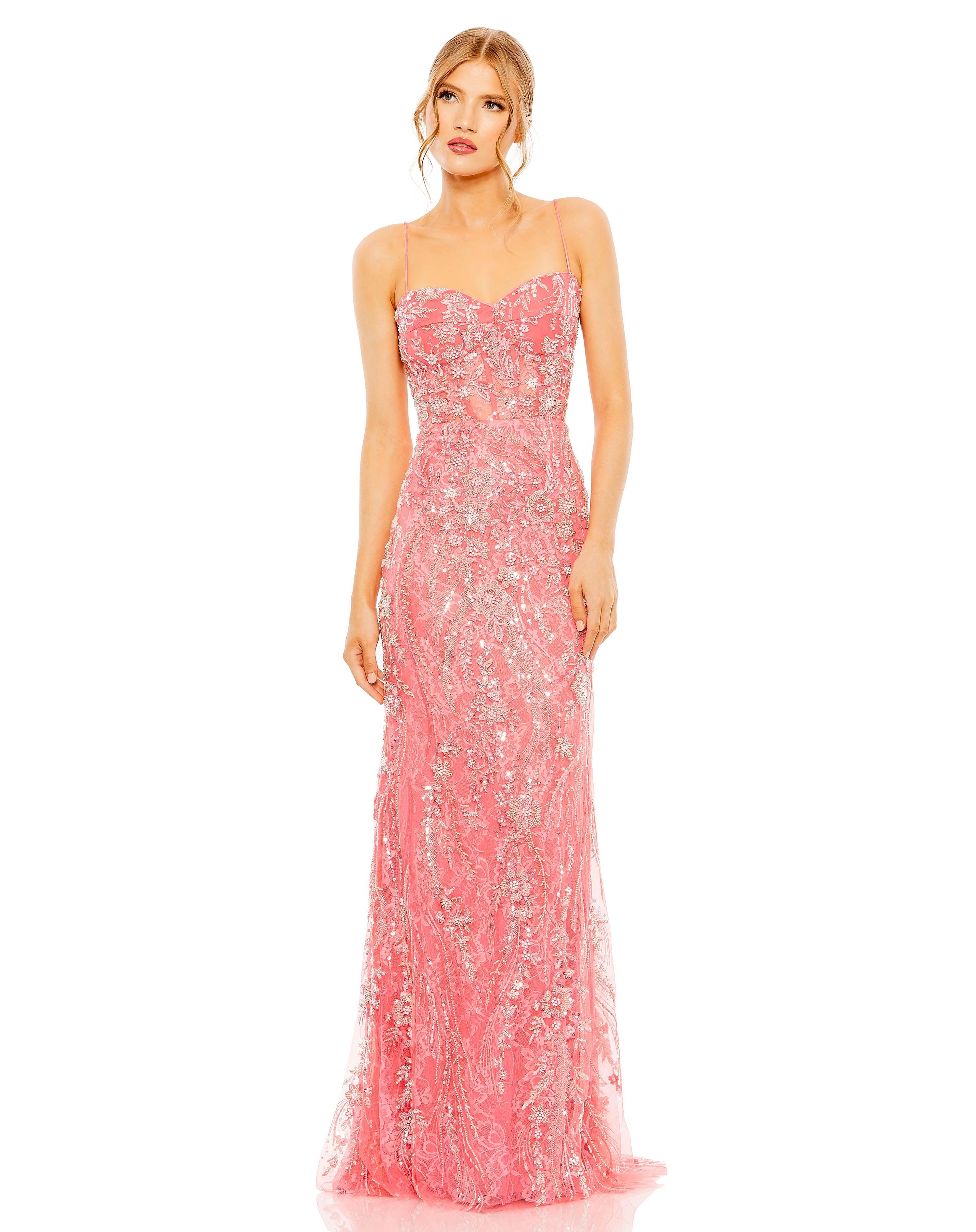 Mac Duggal 68511 Long Beaded Floral Prom Dress The Dress Outlet