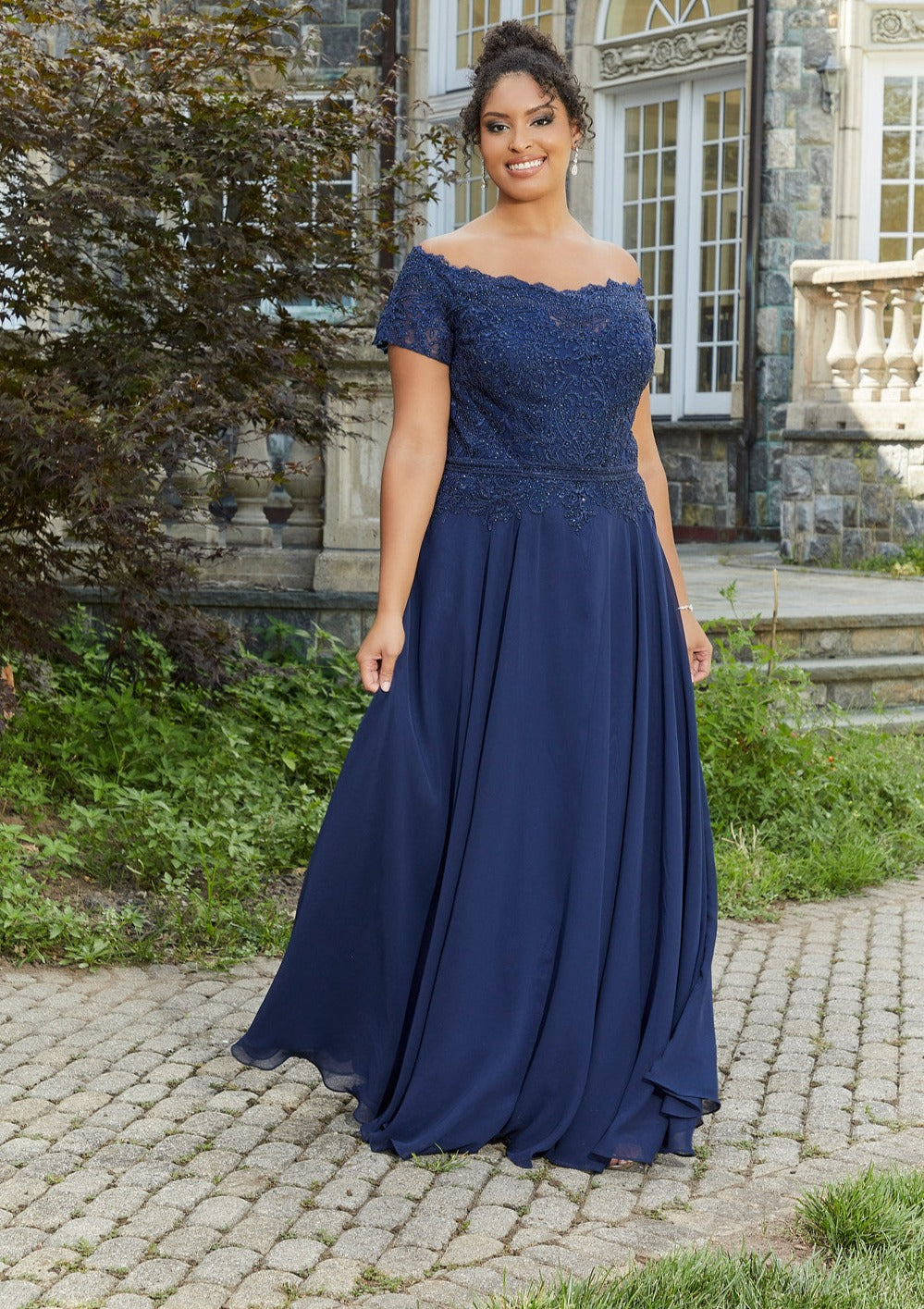 Navy MGNY Madeline Gardner New York 72133 Long Formal Beaded