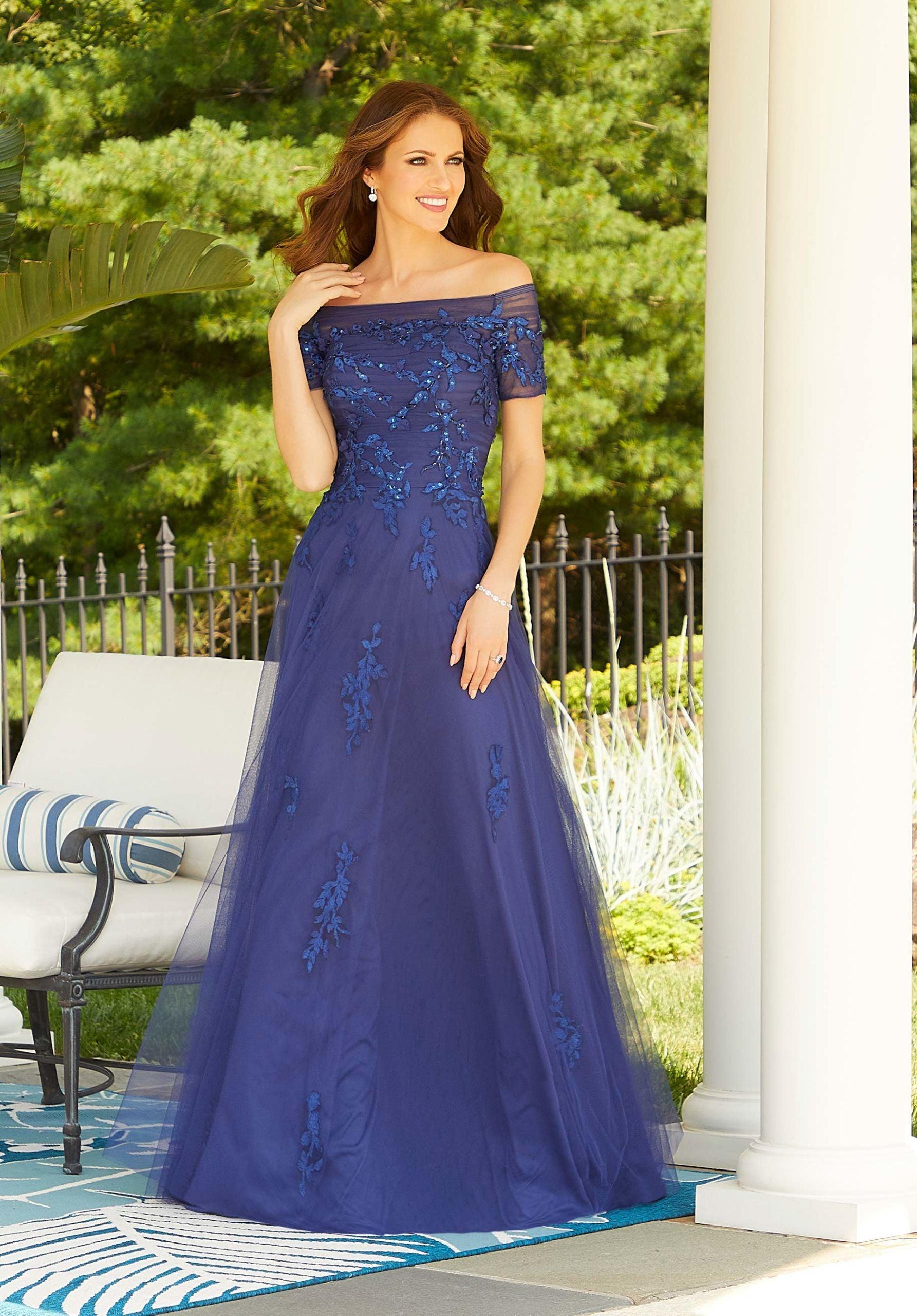 Sapphire MGNY Madeline Gardner New York 72503 Long Formal Dress for 577.0 The Dress Outlet