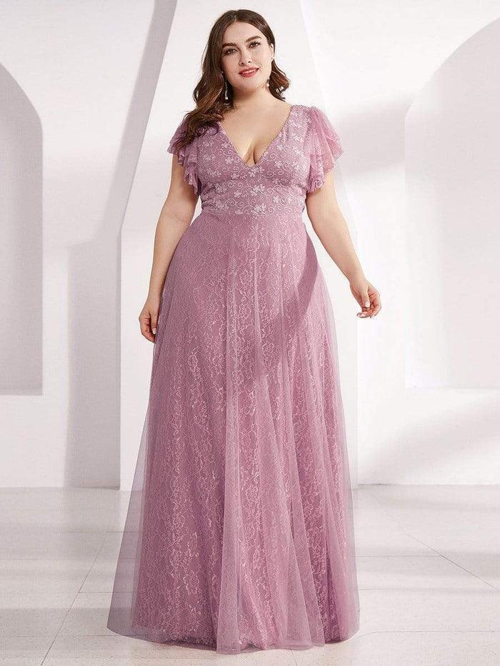 Purple Orchid Ever Pretty 00857 Plus Size A-Line Long V-Neck Formal Dress  for $64.95 – The Dress Outlet