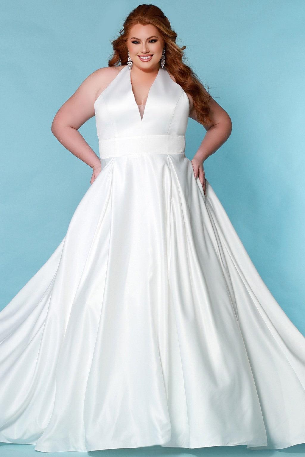 Sydneys Closet SC5279 Bridal Long Halter Wedding Dress for $472.99 – The  Dress Outlet
