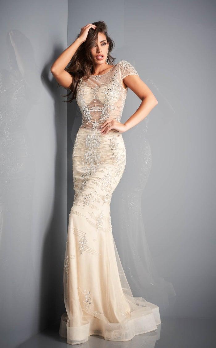 White Fit and Flare Prom Dresses