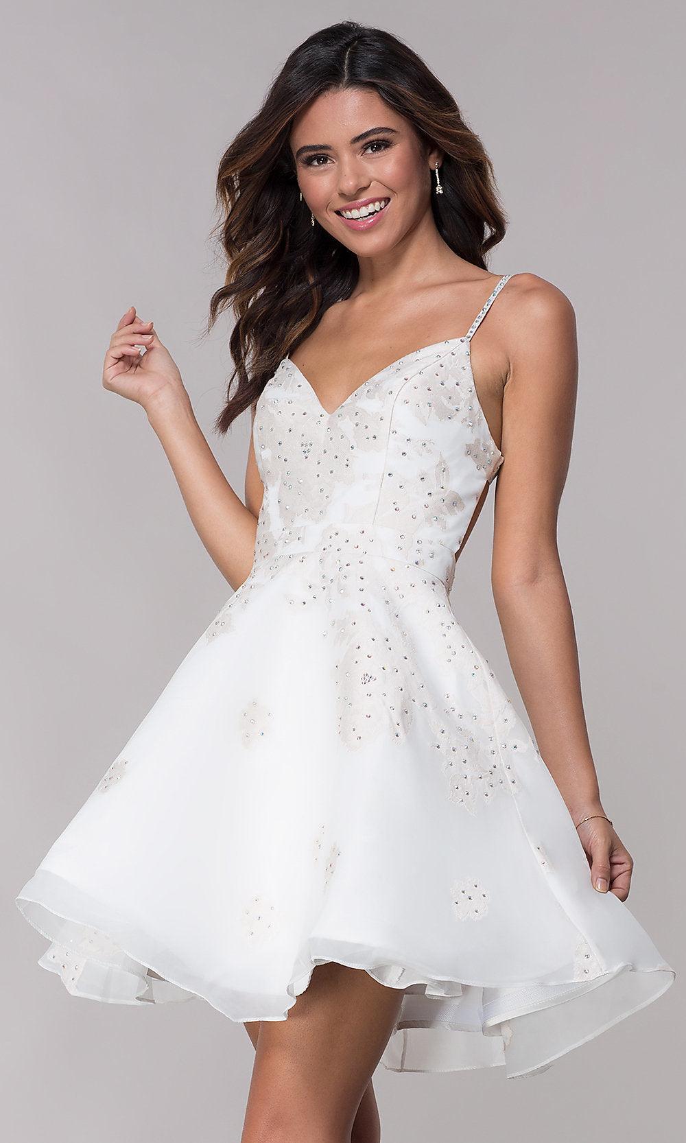 Short White Jovani Dresses