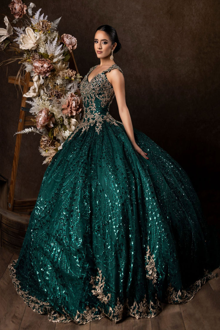 Green Cinderella Divine CR821 Floral Ball Gown Long Prom Dress for $204 ...