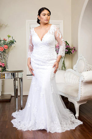 Long Sleeve Lace Wedding Dress - The Dress Outlet