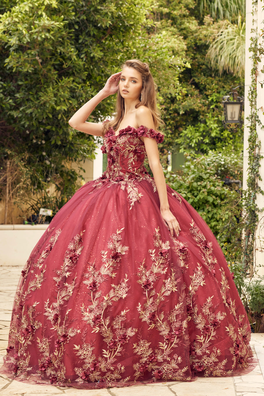 Quinceniera Dresses Long Off Shoulder Quinceanera Dress Burgundy