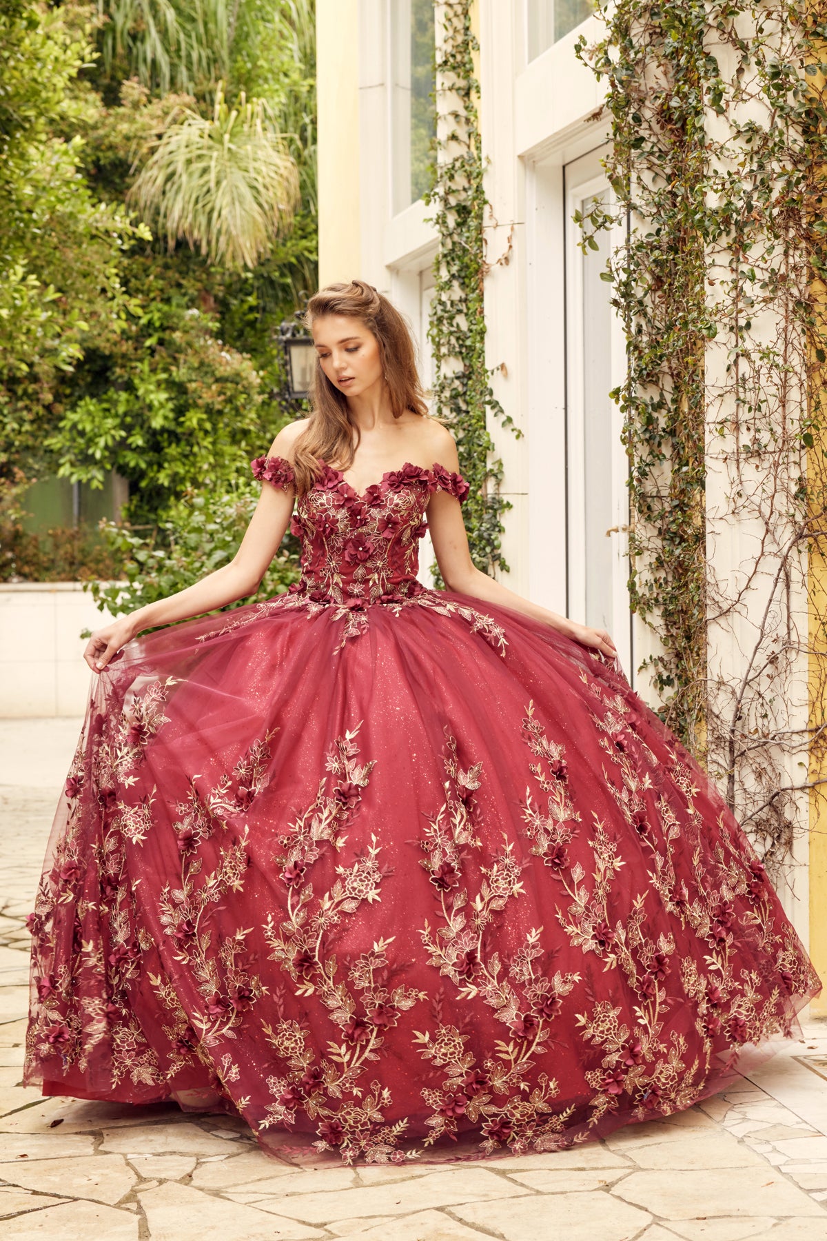 Quinceniera Dresses Long Off Shoulder Quinceanera Dress Burgundy