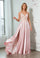 Long Chiffon Lace Illusion Formal Prom Dress Champagne