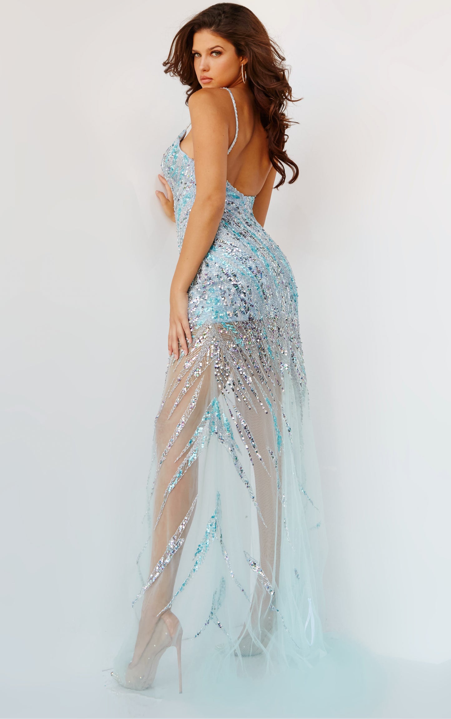 Jovani 04195 Spaghetti Strap Long Sexy Prom Gown