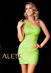 Cocktail Dresses Short Cocktail Sequins Fitted Party Dress Neon Green