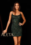 Cocktail Dresses Geometric Beaded Short Cocktail Homecoming Dress Forest Green