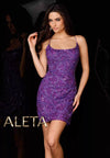 Cocktail Dresses Geometric Beaded Short Cocktail Homecoming Dress Violet