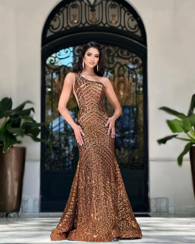 Jovani 06017 One Shoulder Long Prom Gown Bronze