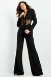 Jumpsuit 07227 Long Sleeve Two Piece Formal Pant Suit Black