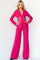 Jumpsuit 07227 Long Sleeve Two Piece Formal Pant Suit Fuchsia