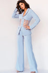 Jumpsuit 07227 Two Piece Pant Suit Light Blue