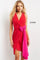 Cocktail Dresses Short Pleated V Neck Cocktail Dress Red/Fuchsia