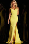 Jovani Prom Spaghetti Strap Long Fitted Gown Yellow