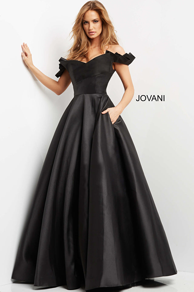 Formal Dresses Off the Shoulder Evening Ball Gown Black