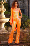 Jumpsuit One Shoulder Formal Jumpsuit Iridescent Orange