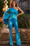 Jumpsuit One Shoulder Formal Jumpsuit Iridescent Royal