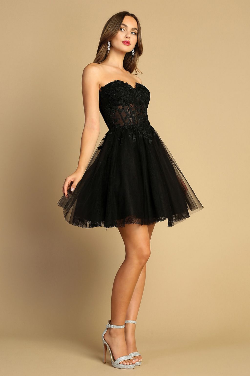 Cocktail Dresses Short A Line Layered Lace Cocktail Dress Black