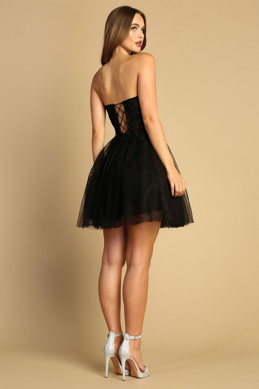 Cocktail Dresses Short A Line Layered Lace Cocktail Dress Black