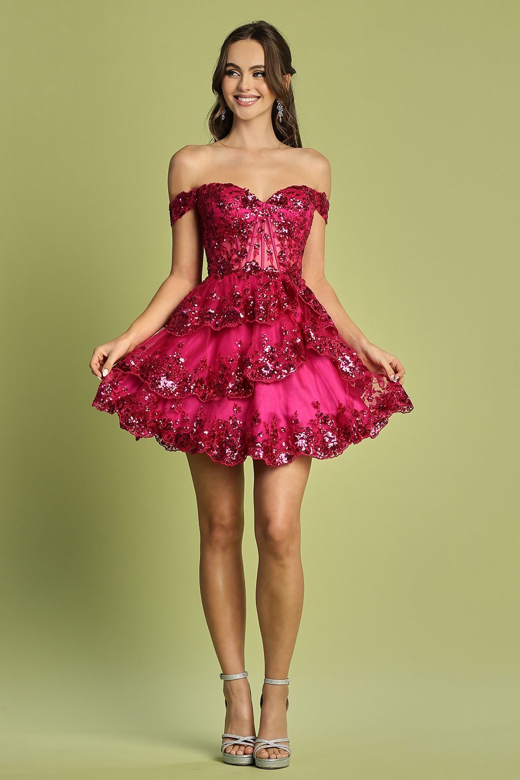 Cocktail Dresses Homecoming Short Sequin Applique Prom Dress Fuchsia