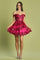 Cocktail Dresses Homecoming Short Sequin Applique Prom Dress Fuchsia