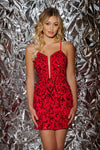 Cocktail Dresses Short Cocktail Fitted Sequin Dress Red