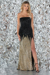 Prom Dresses Two Tone Sequin Long Formal Prom Dress Black/Gold