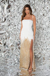 Prom Dresses Two Tone Sequin Long Formal Prom Dress Ivory/Gold