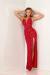 Prom Dresses Sequin Long Formal Prom Fitted Dress Red/Fuschsia