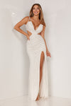 Prom Dresses Beaded Cut Out Long Formal Prom Dress Ivory