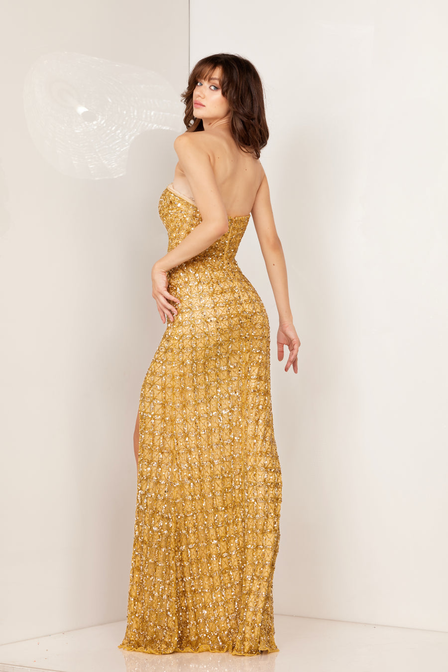 Prom Dresses Formal Long Beaded Prom Dress Gold