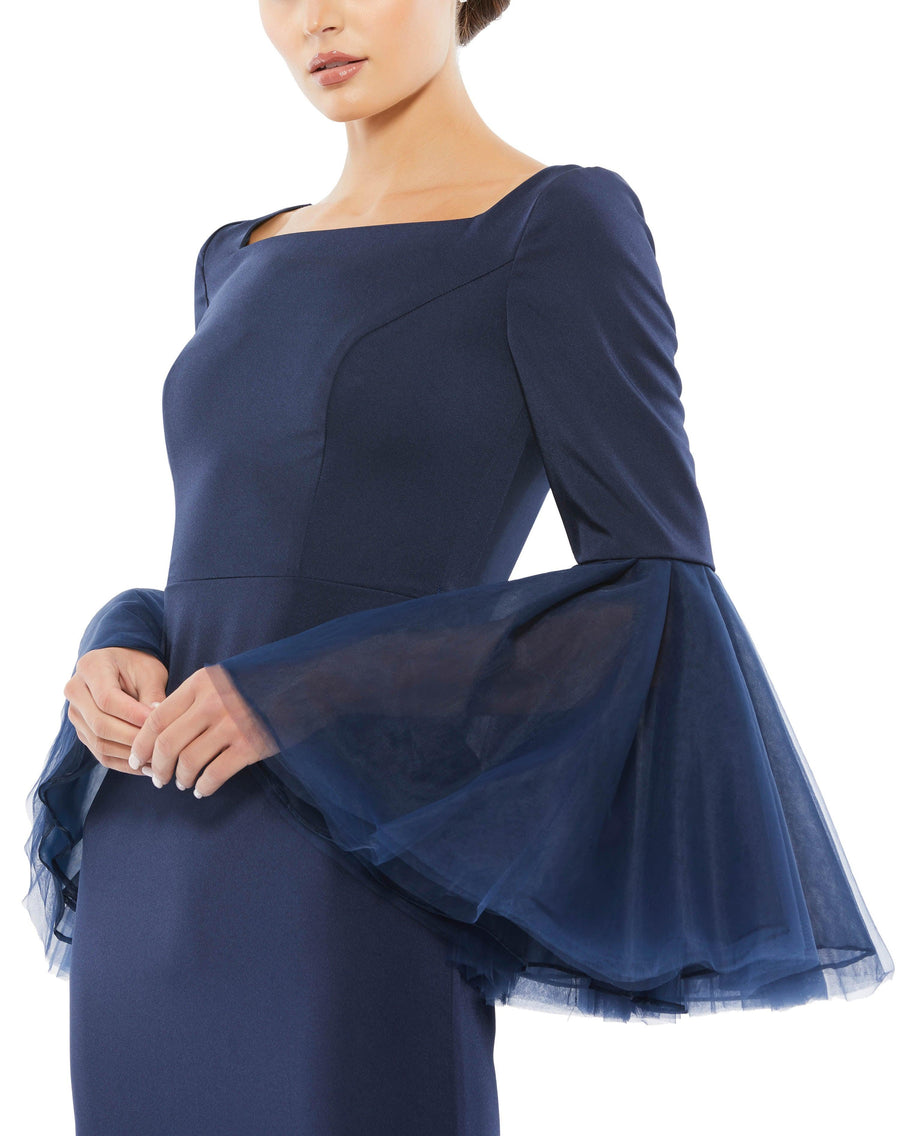 Formal Dresses Long Formal Bell Sleeve Dress Navy