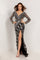 Prom Dresses Fitted Long Sleeve Formal Prom Dress Black/Silver