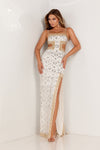 Prom Dresses Long Geometric Sequin Formal Prom Dress Ivory/Silver