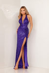 Prom Dresses Fitted Long Formal Slit Prom Dress Metallic Purple