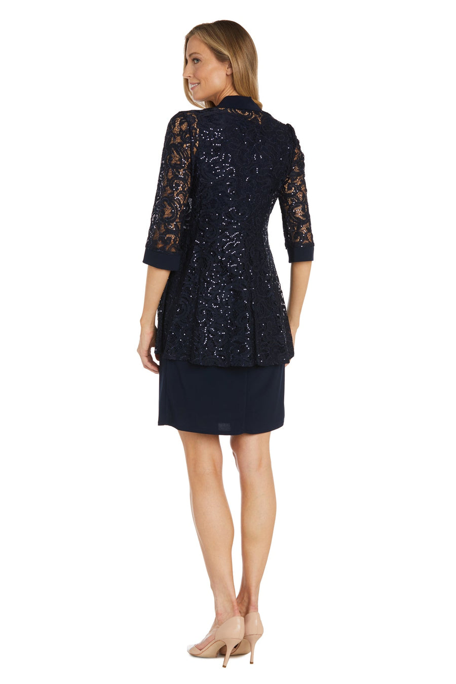 Mother of the Bride Dresses Sequin Short Jacket Cocktail Petite Dress Navy