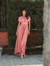 Formal Dresses Long Pleated Front Cutout High Low Formal Prom Dress Dusty Rose