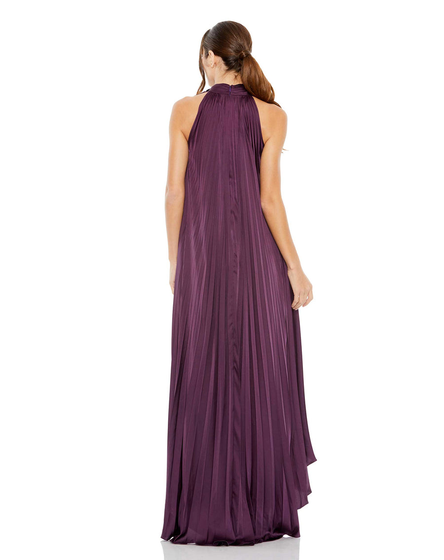 Formal Dresses Long Pleated Formal Prom Halter High Low Dress Plum