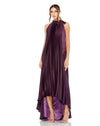 Formal Dresses Long Pleated Formal Prom Halter High Low Dress Plum